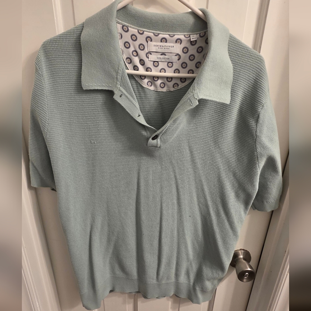 Denim & Flower Polo Shirt